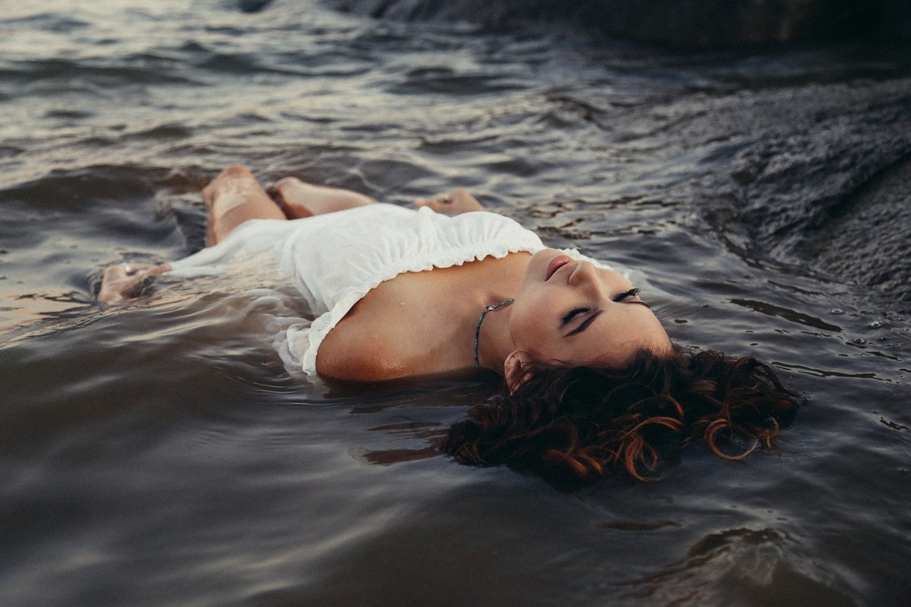 beach, model, ocean